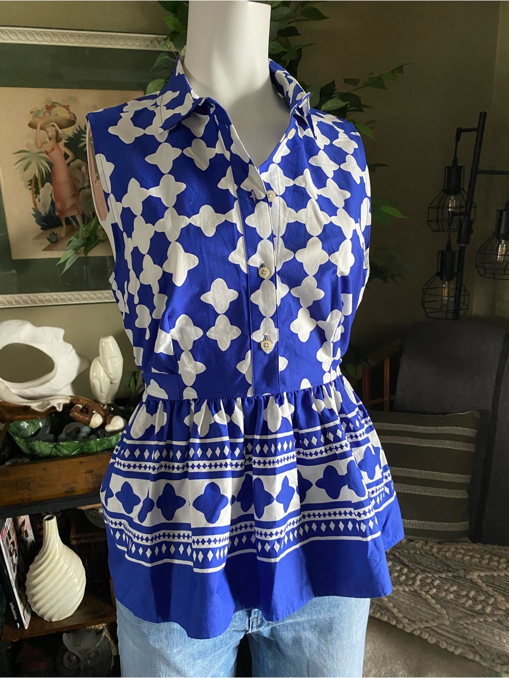 kate Spade Peplum Button-Front Top